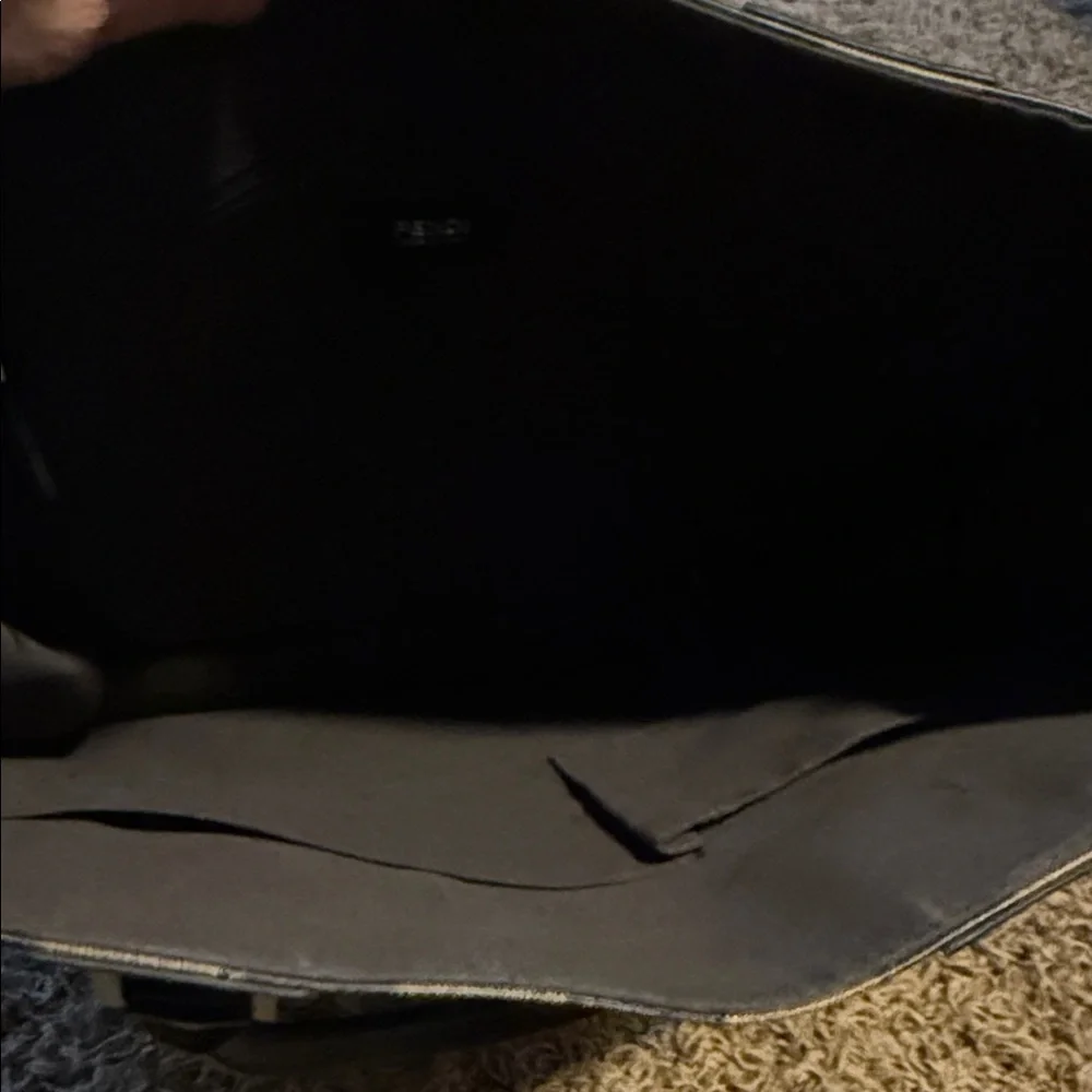 Fendi Striped Black and Tan Tote Bag